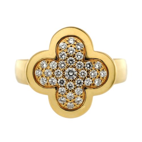 Pure Alhambra Ring 18K Yellow Gold with Diamonds