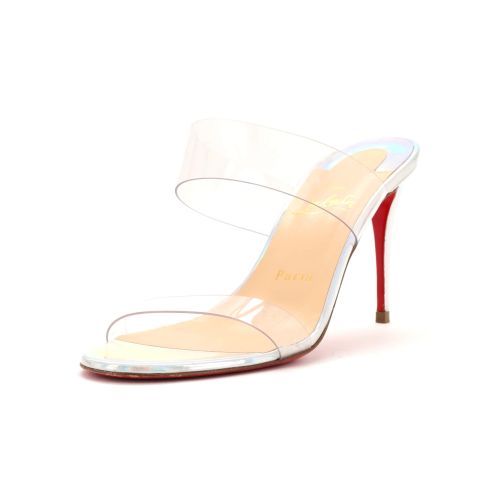 Just Nothing Mule Heeled Sandals PVC and Patent 85