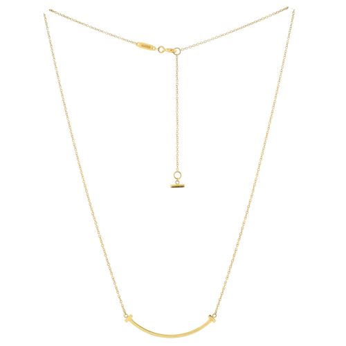 T Smile Pendant Necklace 18K Yellow Gold Small