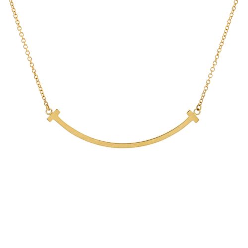 T Smile Pendant Necklace 18K Yellow Gold Small