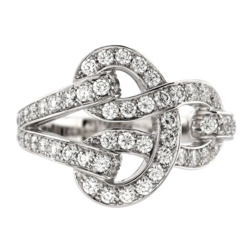 Agrafe Ring 18K White Gold with Diamonds Large