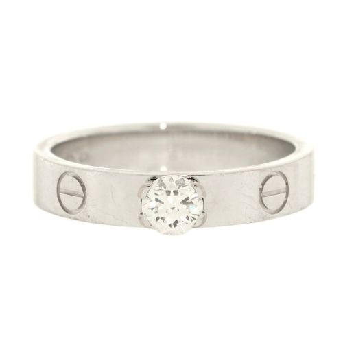 LOVE Solitaire Ring 18K White Gold and Diamond 0.23CT