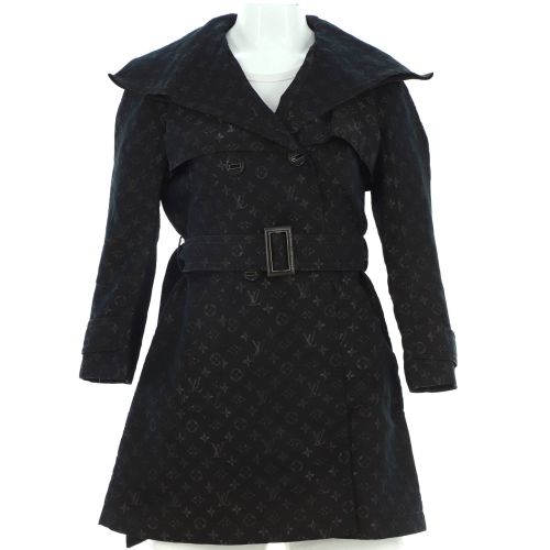 Women's Double Breasted Trench Coat Monogram Polyester