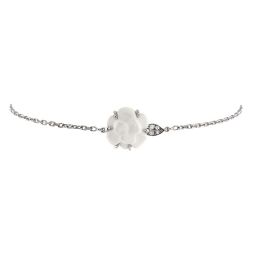 Camellia Sculpte Bracelet 18K White Gold with Agate and Diamonds