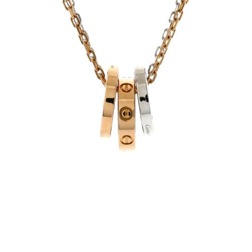 Love 3 Ring Pendant Necklace 18K Rose Gold and 18K White Gold with 6 Diamonds