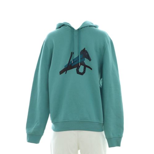 Men's Equestrian Puzzle Hoodie Cotton with Leather Applique