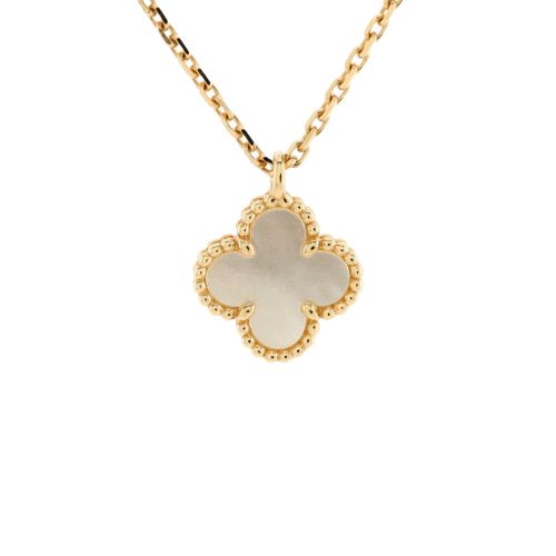 Sweet Alhambra Pendant Necklace 18K Yellow Gold and Mother of Pearl