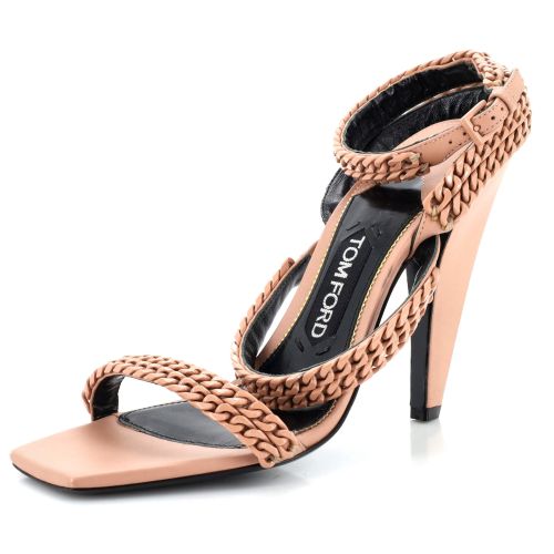 Women's Chain Strappy Heeled Sandals Leather