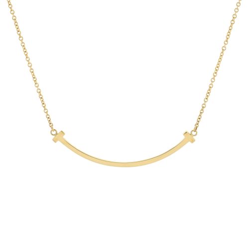 T Smile Pendant Necklace 18K Yellow Gold Small