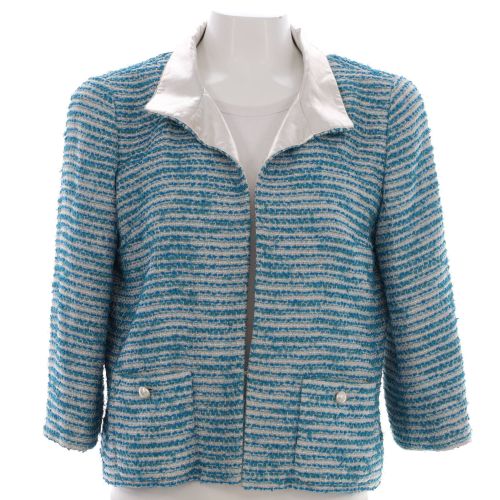 Women's Cropped Sleeve Pearl Button Jacket Tweed