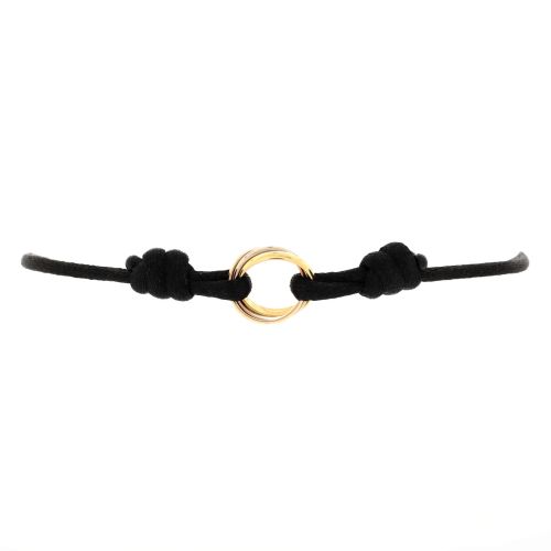 Trinity On Cord Bracelet Silk Cord with 18K Tricolor Gold