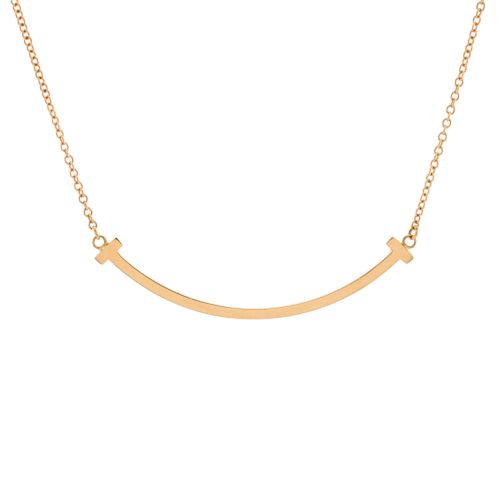 T Smile Pendant Necklace 18K Rose Gold Small