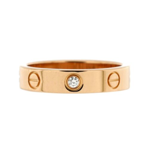 Love Wedding Band 1 Diamond Ring 18K Rose Gold with Diamond