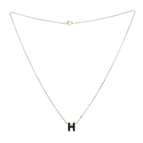 Pop H Pendant Chain Necklace Metal and Enamel Mini