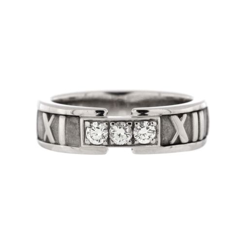 Atlas Band Ring 18K White Gold with Diamonds