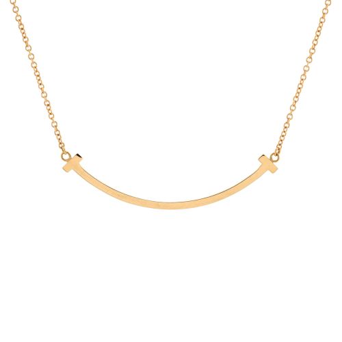 T Smile Pendant Necklace 18K Rose Gold Small