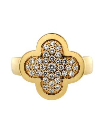 Pure Alhambra Ring 18K Yellow Gold with Diamonds