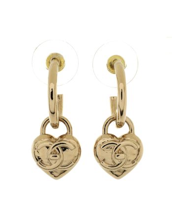 CC Turnlock Heart Dangle Earrings Metal