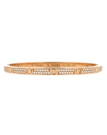 Love Bracelet 18K Rose Gold with Pave Diamonds Small