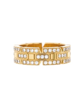 Tank Francaise Band Ring 18K Yellow Gold and Diamonds