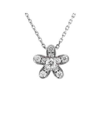 Socrate Flower Pendant Necklace 18K White Gold and Diamonds