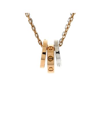 Love 3 Ring Pendant Necklace 18K Rose Gold and 18K White Gold with 6 Diamonds