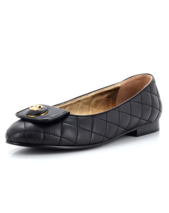 Women's CC Button Ballerina Flats Quilted Leather