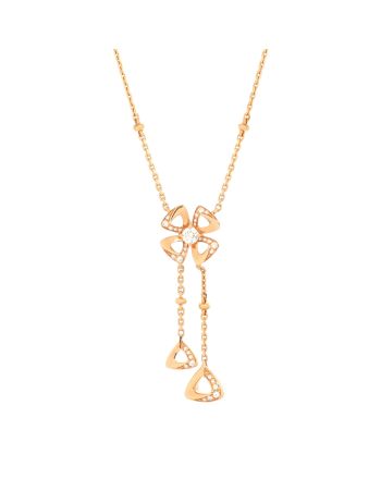 Fiorever Drop Pendant Necklace 18K Rose Gold and Diamonds