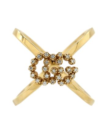 GG Running Cross Ring 18K Yellow Gold with Diamonds