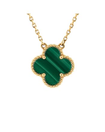 Vintage Alhambra Pendant Necklace 18K Yellow Gold and Malachite