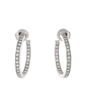 Inside Out Hoop Earrings 18K White Gold and Diamonds Small