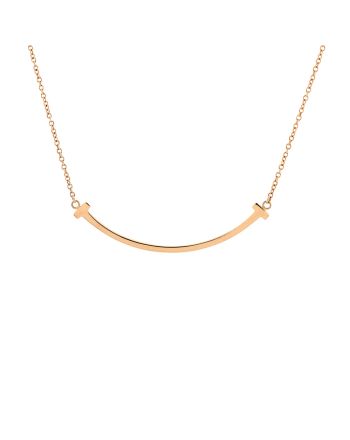 T Smile Pendant Necklace 18K Rose Gold Small