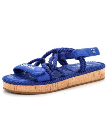 Women's Cord Velcro Dad Sandals Quilted Leather and Cork