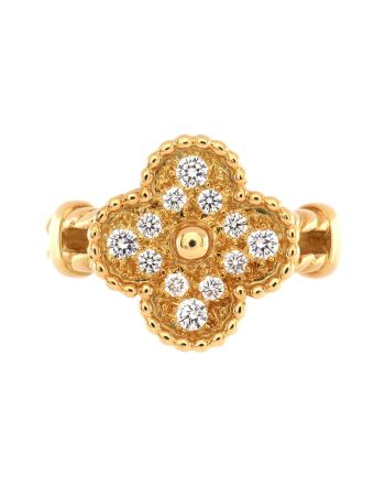 Vintage Alhambra Ring 18K Yellow Gold with Diamonds .32CT