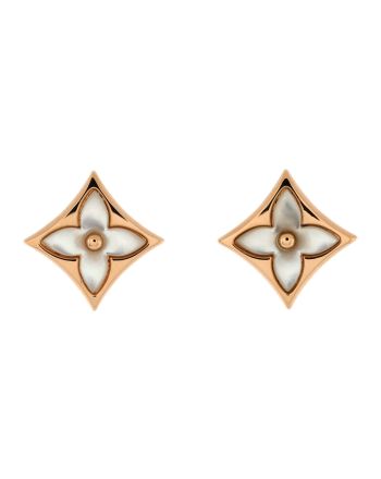 Color Blossom Sun Star Stud Earrings 18K Rose Gold with Mother of Pearl