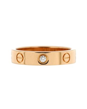 Love Wedding Band 1 Diamond Ring 18K Rose Gold with Diamond