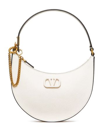 Valentino Logo Signature Mini Hobo Bag In Shiny Calfskin