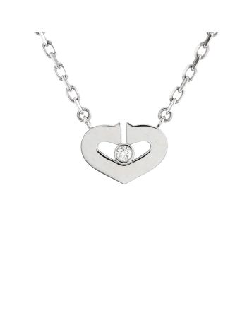 C Heart de Cartier Pendant Necklace 18K White Gold with Diamond XS