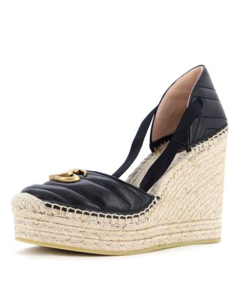 Women's GG Marmont Wedge Espadrilles Matelasse Leather