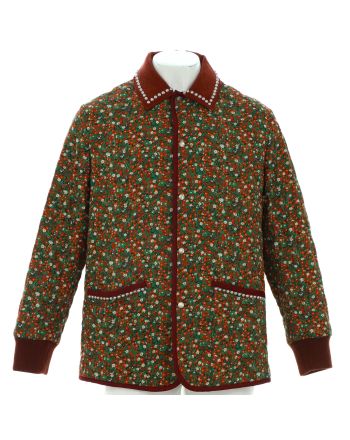 Men's Floral Print Jacket Embroidered Quilted Printed Cotton