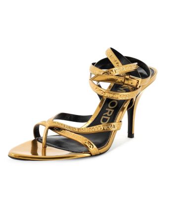 Women's Thong Ankle Wrap Sandals Embossed Leather