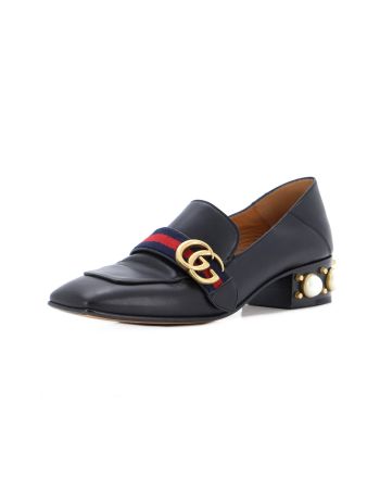 Women's GG Web Peyton Loafers Leather with Faux Pearls