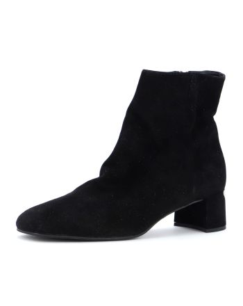 Women's Logo Block Heel Ankle Boots Suede