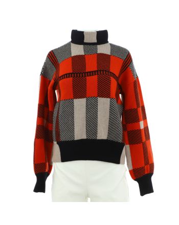 Women's Tartan Long Sleeve Sweater Cashmere