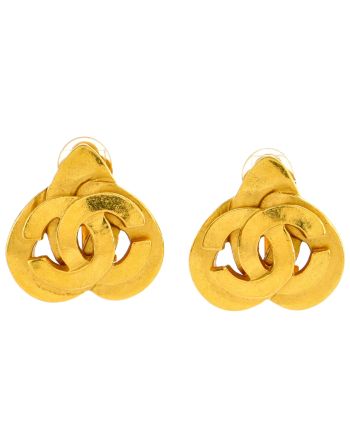 Vintage CC Heart Clip-On Earrings Metal